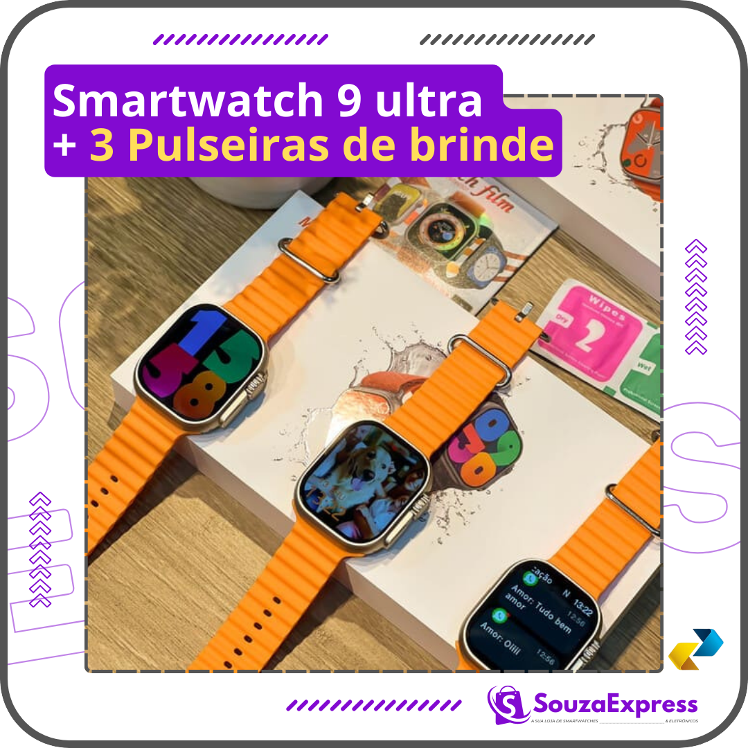 SmartWatch 9 ultra + 3 pulseiras de brinde