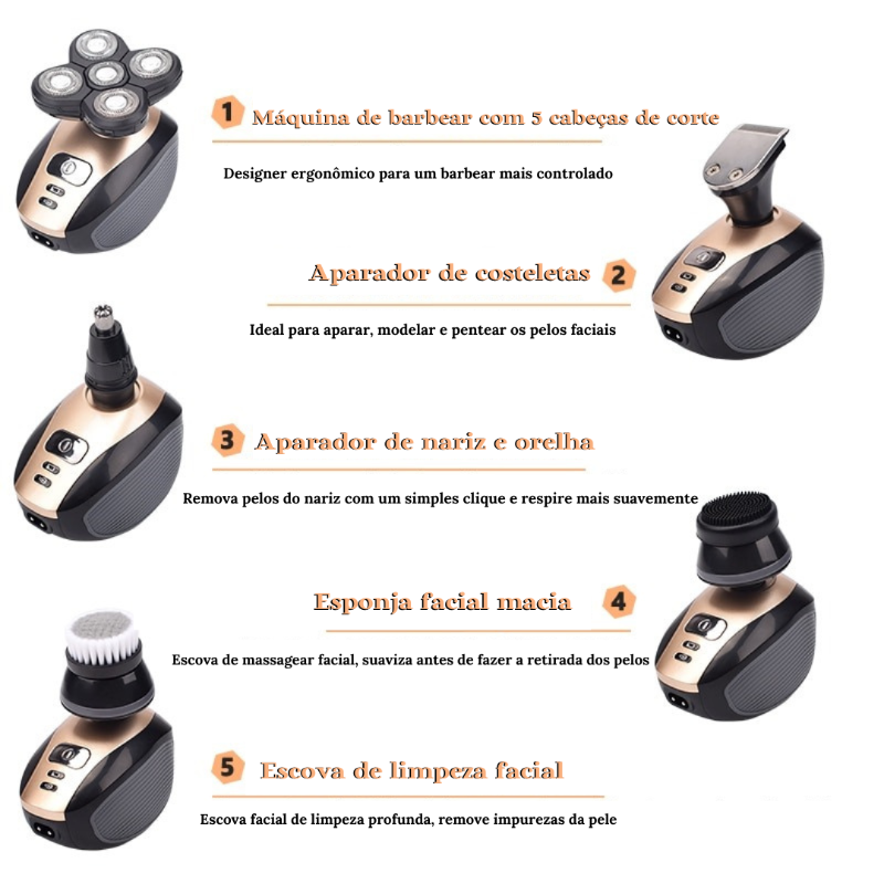 Barbeador e Aparador Profissional 360 À Prova d'água 5 em 1 Favoritoz