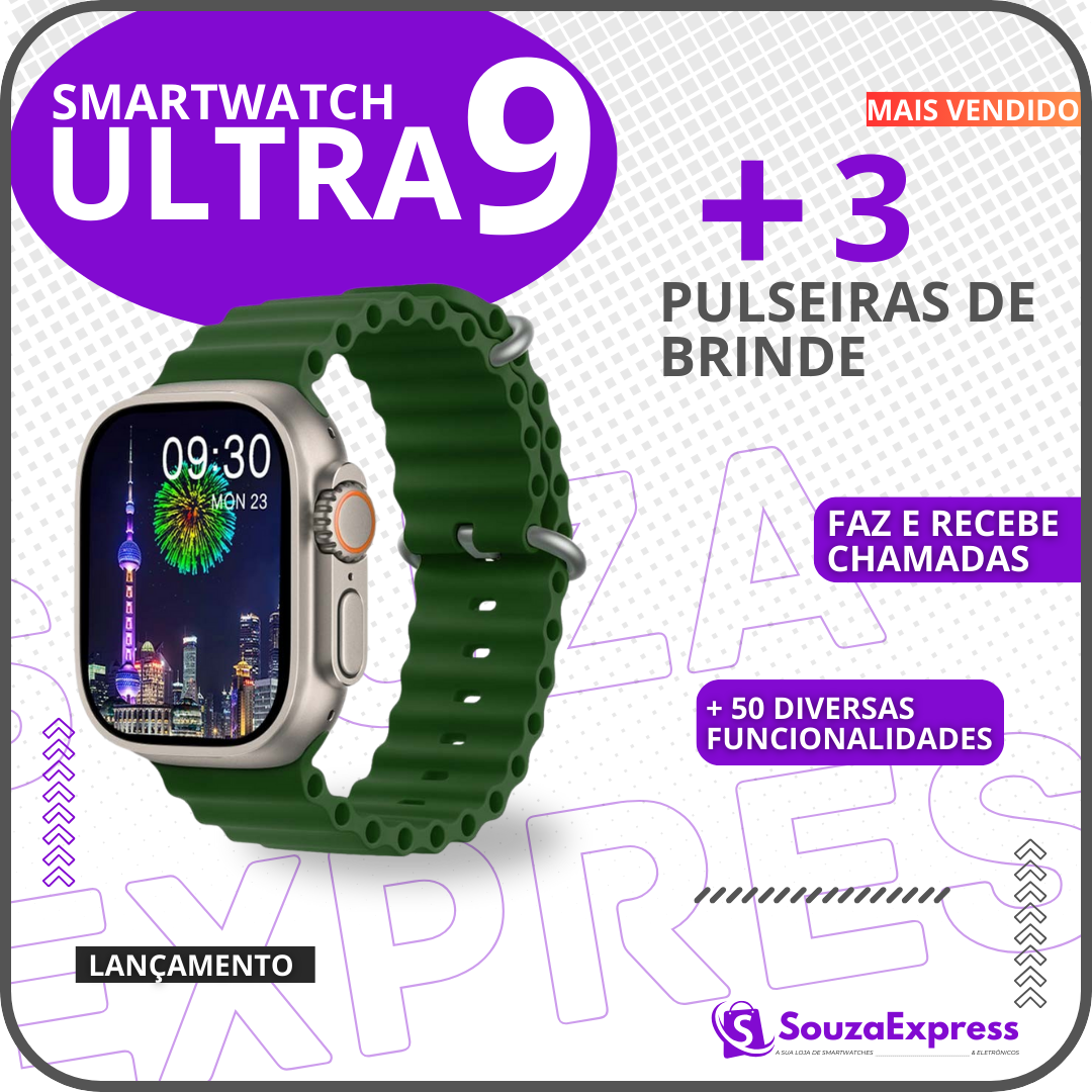 SmartWatch 9 ultra + 3 pulseiras de brinde