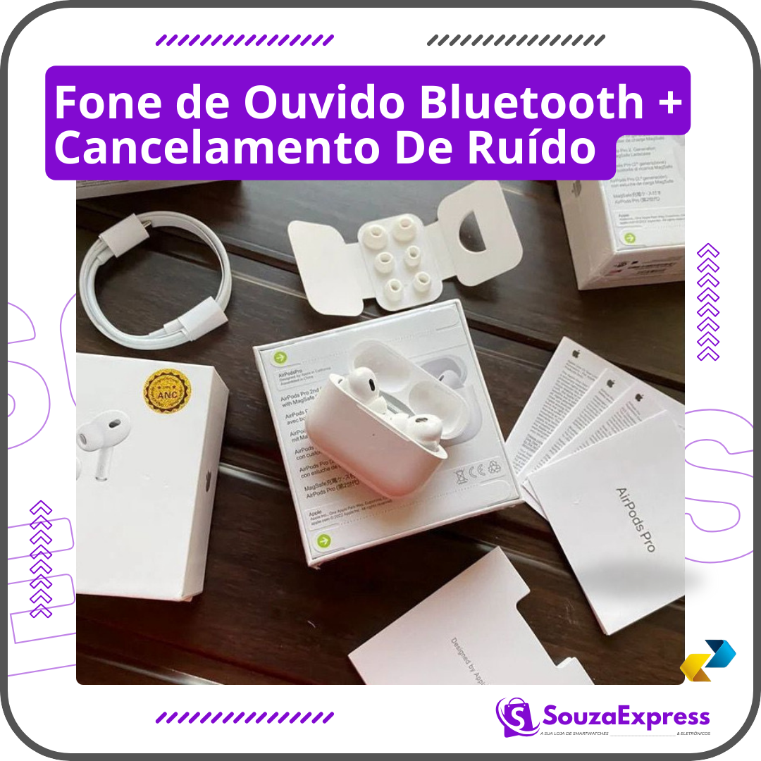 Fone de Ouvido Bluetooth -  Com Cancelamento de Ruído
