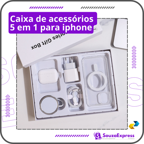Caixa de acessórios 5 em 1 para iPhone