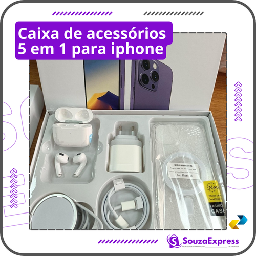 Caixa de acessórios 5 em 1 para iPhone