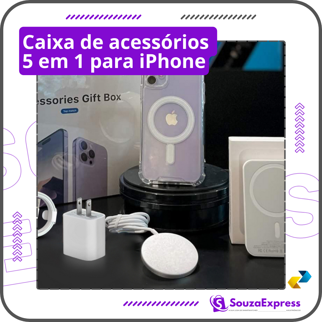 Caixa de acessórios 5 em 1 para iPhone