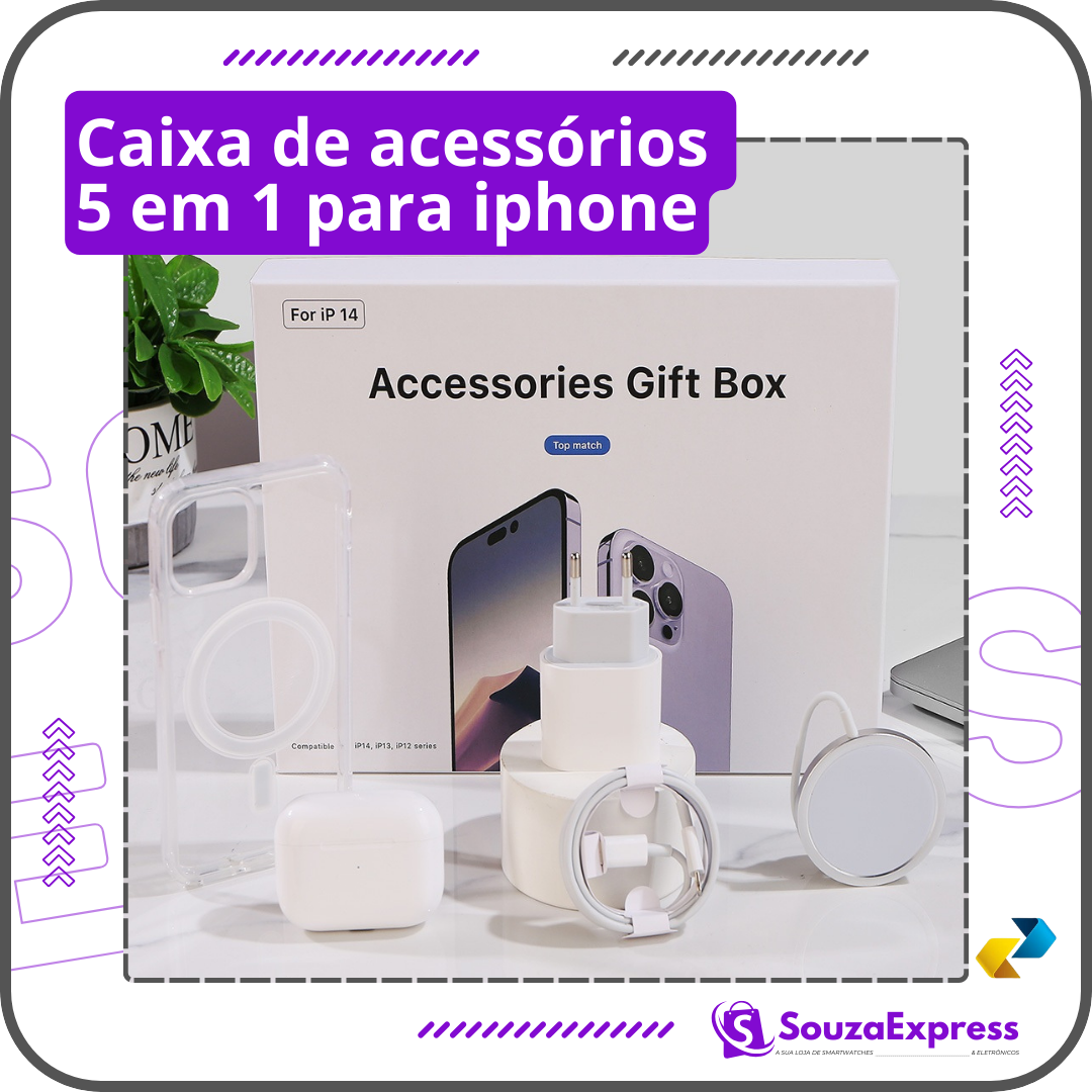 Caixa de acessórios 5 em 1 para iPhone