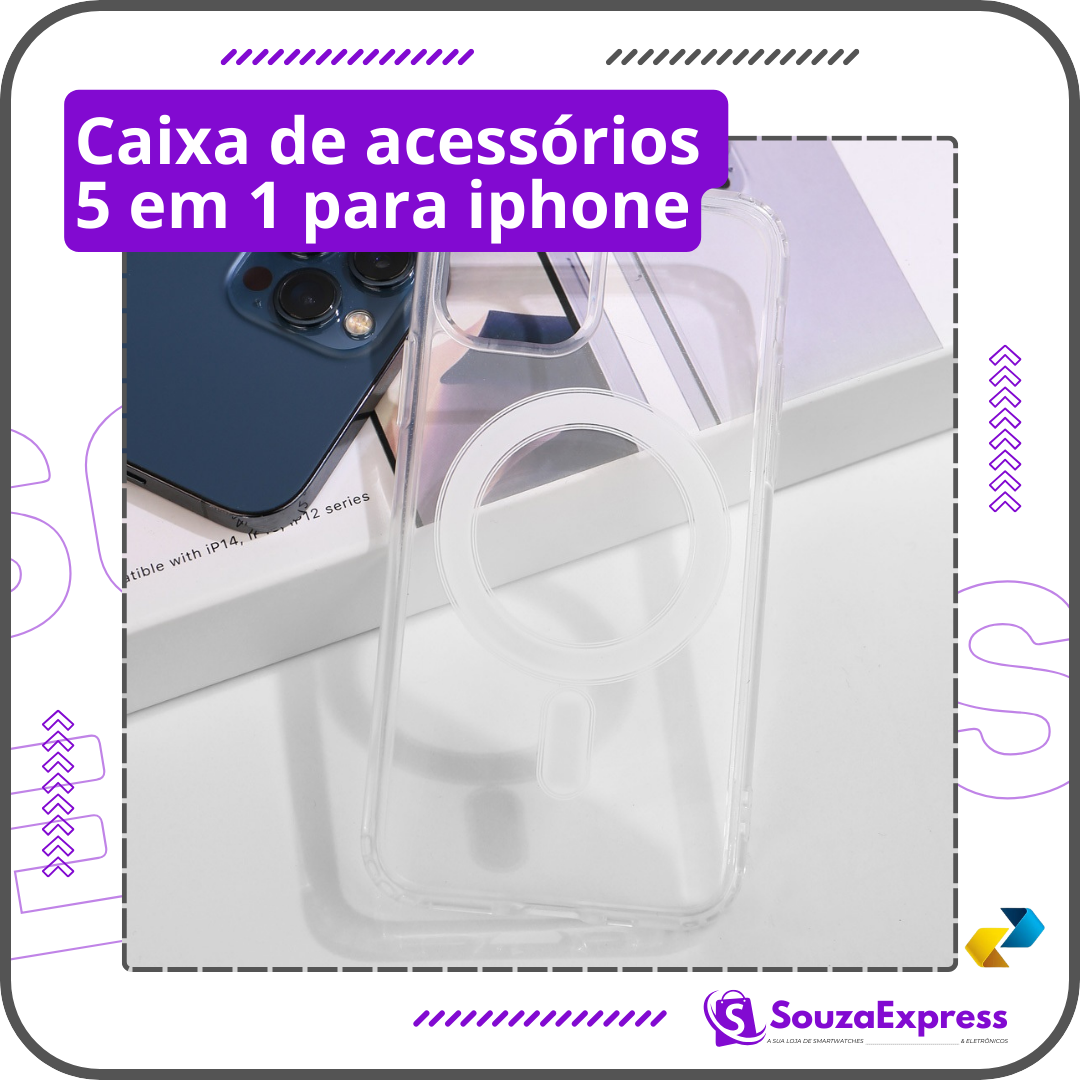 Caixa de acessórios 5 em 1 para iPhone