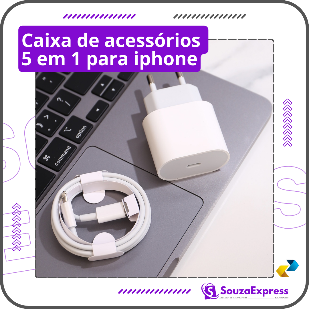 Caixa de acessórios 5 em 1 para iPhone