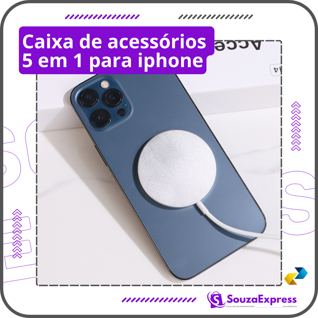 Caixa de acessórios 5 em 1 para iPhone