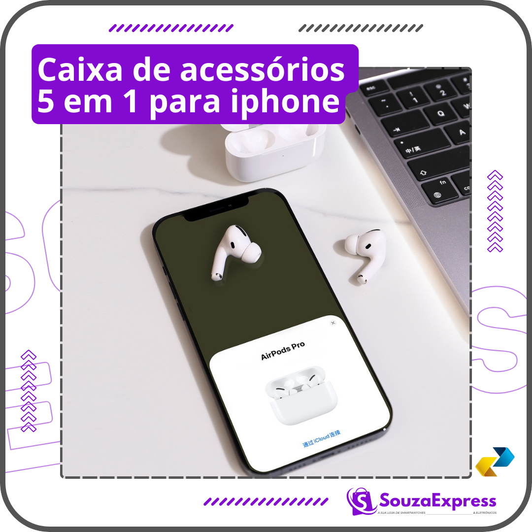Caixa de acessórios 5 em 1 para iPhone
