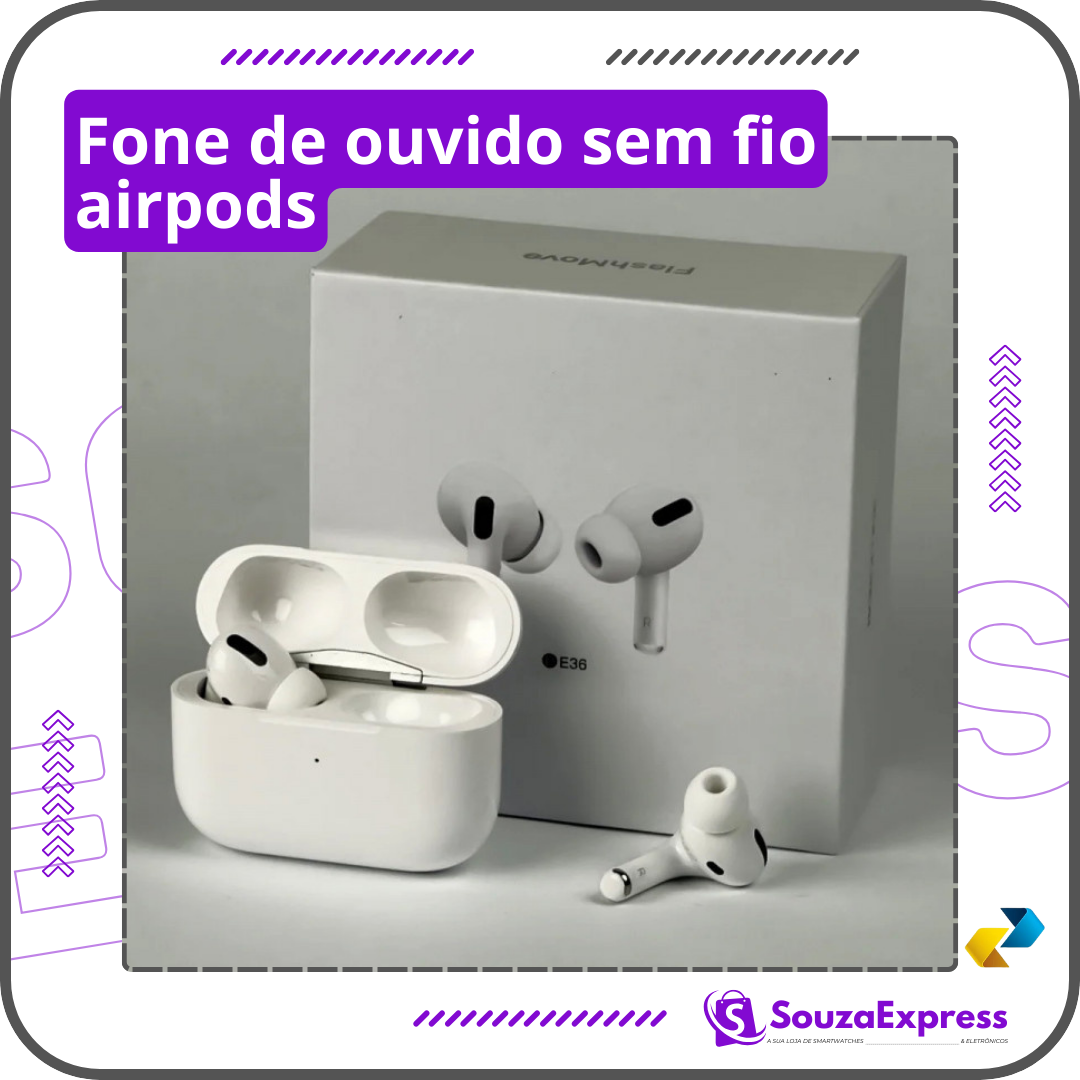 Fone de ouvido sem fio airpods
