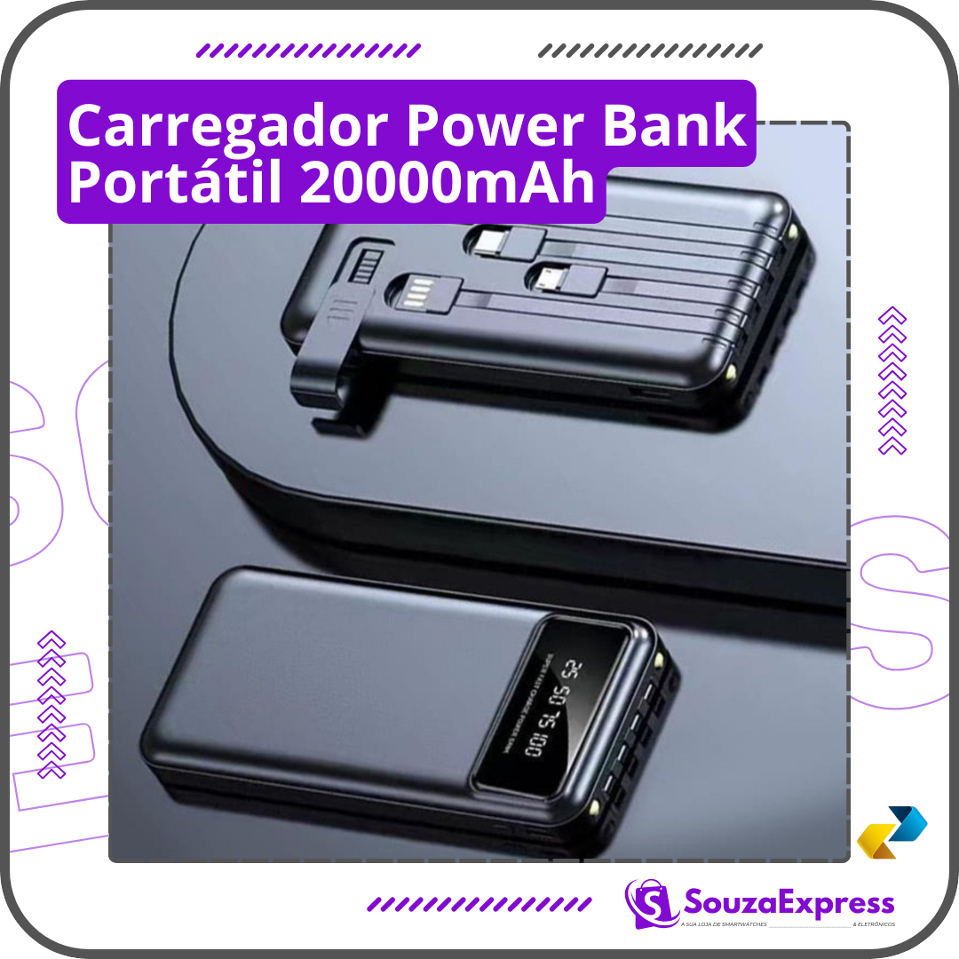 Carregador Power Bank Portátil 20000mAh