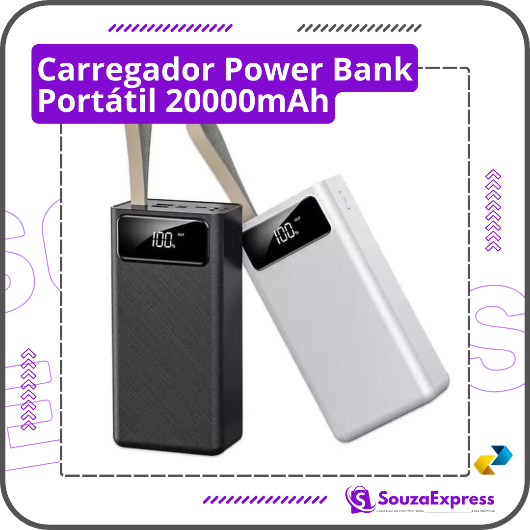 Carregador Power Bank Portátil 20000mAh