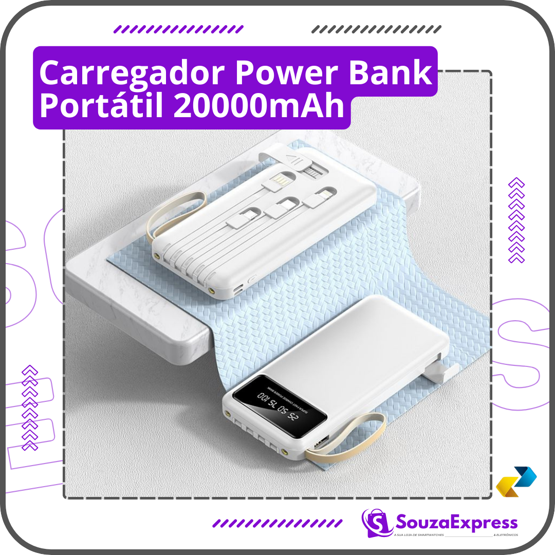 Carregador Power Bank Portátil 20000mAh