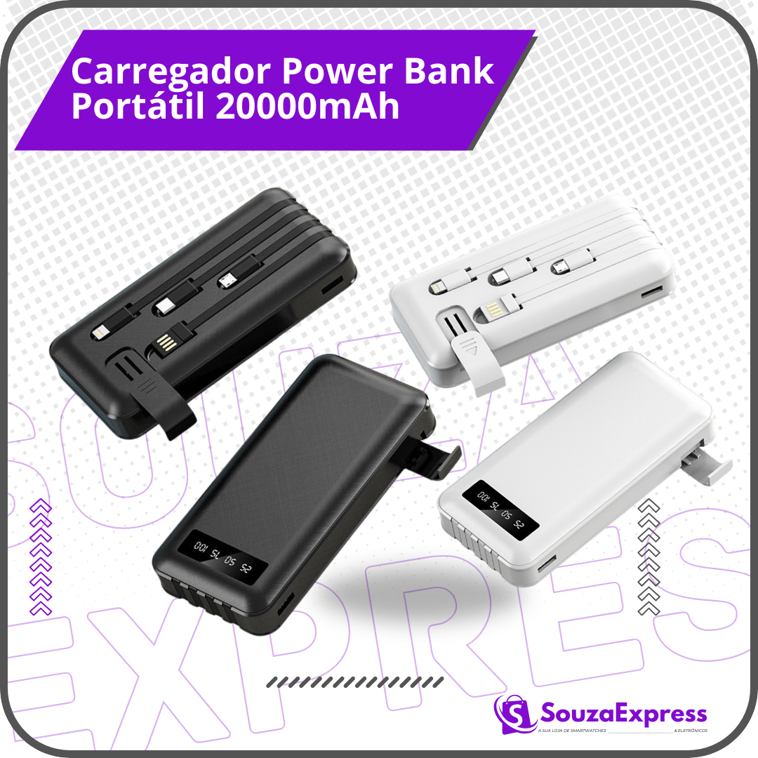 Carregador Power Bank Portátil 20000mAh