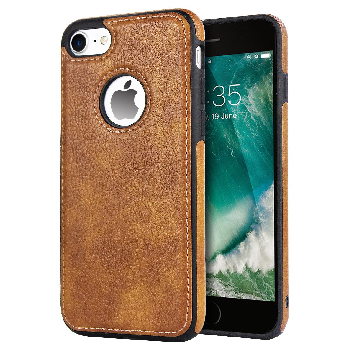 Case iPhone Slim Luxo de Couro com Destaque Maçã